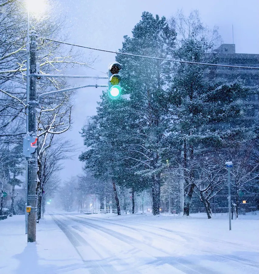 雪の降る朝の赤 photo-1702452649721-06576aa53f65