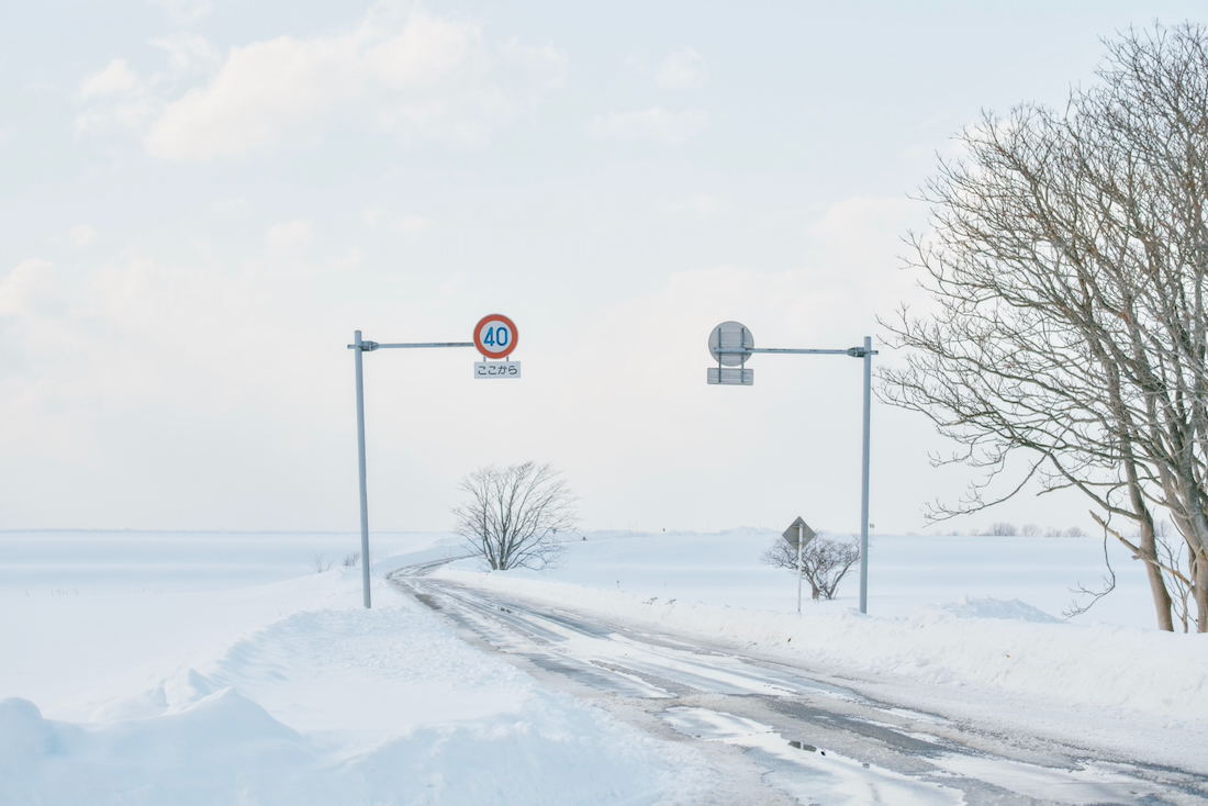 ビトヱの石狩川堤防の道路
