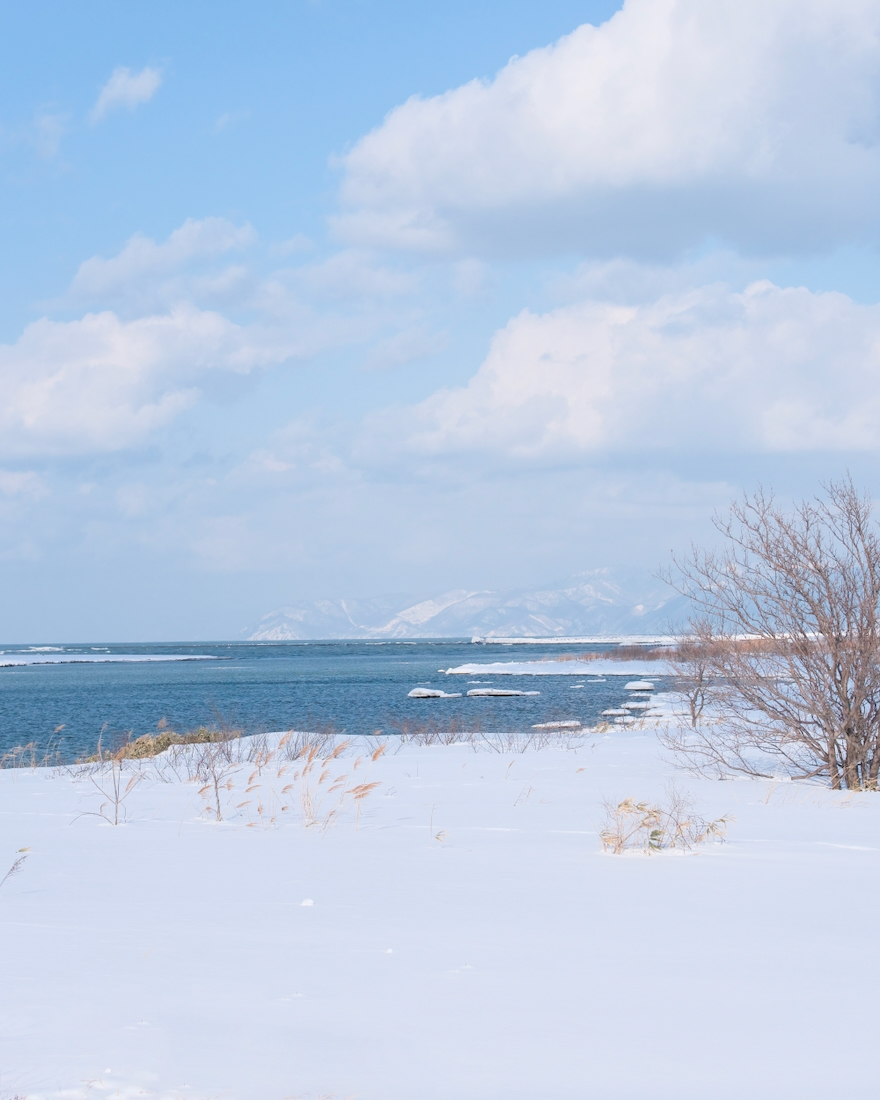 冬の青空と石狩川